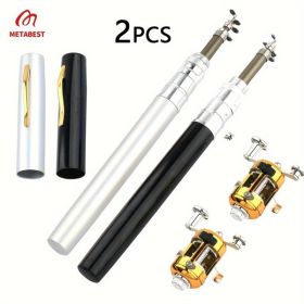 2 Set Pocket-Sized Pen Style Fishing Rod - Compact, Portable, and Ultra-Lightweight for Ice Raft, Bridge
