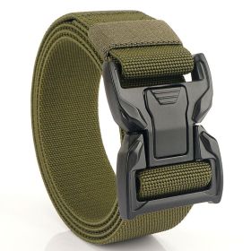 New quick release button tactical nylon belt; working clothes; outdoor training belt; casual men's belt; wholesale by manufacturers (Length (CM): 125cm, Colour: Military green)